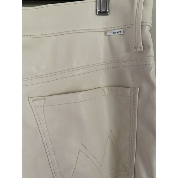 Mother Super Swooner Faux Leather Cream Ivory Skinny‎ Pants Size 34 NWT - Picture 5 of 15